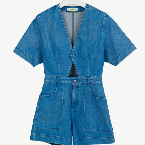 Stella McCartney Resort 2015 Blue Denim Cut-Out Playsuit - Picture 2 of 9